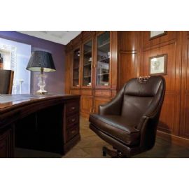 BOISERY CON  LIBRERIA IN LEGNO PATINATA E VERNICIATA  CON CAPITELLI INTAGLIATI