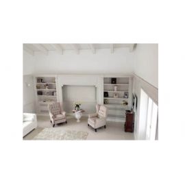 BOISERY IN LEGNO LATERALI CON  LIBRERIE  LACCATA  BIANCA CON DECORY