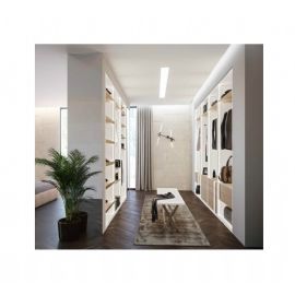 CABINA ARMADIO A SPALLE BIANCO SETA + ROVERE NODATO CON LETTO