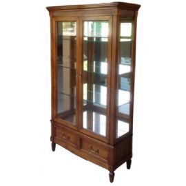 VETRINA A DUE PORTE A VETRI E DUE CASSETTI