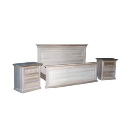 LETTO MASSICCIO E COMODINI MASSICCI GREZZI