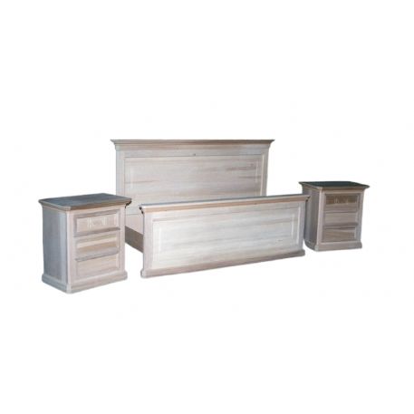 LETTO MASSICCIO E COMODINI MASSICCI GREZZI