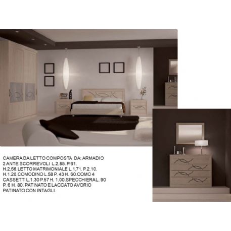 CAMERA DA LETTO COMPLETA LACCATA AVORIO CON INTAGLI