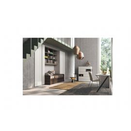 ARMADIO BATTENTE CAVA E PONTE CON LIBRERIA