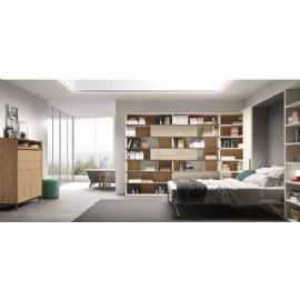  LIBRERIA CON ANTE SCORREVOLI E ARMADIO CON ANTE E LETTO TRASFORMABILE SPRING
