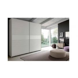 CAMERA CON ARMADIO 2 ANTE SCORREVOLE OLMO BIANCO E INSERTO LUCIDO