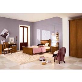 CAMERETTA CON SCRITTOIO E ARMADIO A 4 ANTE NOCE