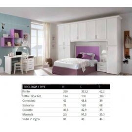 CAMERETTA A PONTE CON 1 LETTO  CON CONTENITORE DA 1,20