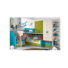 CAMERETTA  ANGOLARE CON  LETTO A SOPPALCO CON SCALETTA E DIVANO CON LETTO