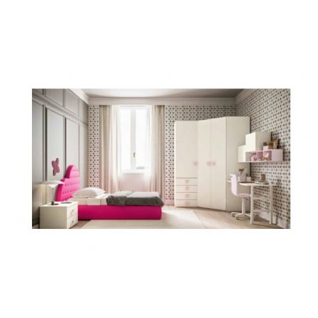CAMERETTA CON ARMADIO ANGOLARE SCRIVANIA E LETTO
