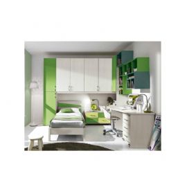 CAMERETTA ANGOLARE CON LIBRERIA APPESA A CUBOTTI AD ANGOLO