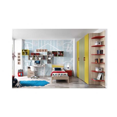 CAMERETTA CON LETTO SINGOLO SCRIVANIA E ARMADIO BATTENTE