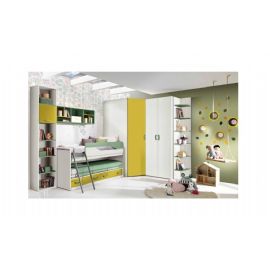CAMERETTA CON DOPPIO LETTO CON CASSETTI E ARMADIO ANGOLARE
