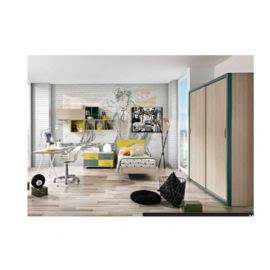 CAMERETTA CON LETTO SINGOLO SCRIVANIA E ARMADIO SCORREVOLE